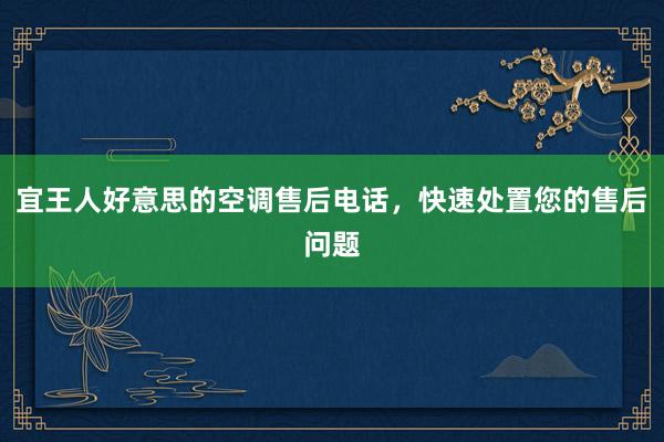 宜王人好意思的空调售后电话，快速处置您的售后问题